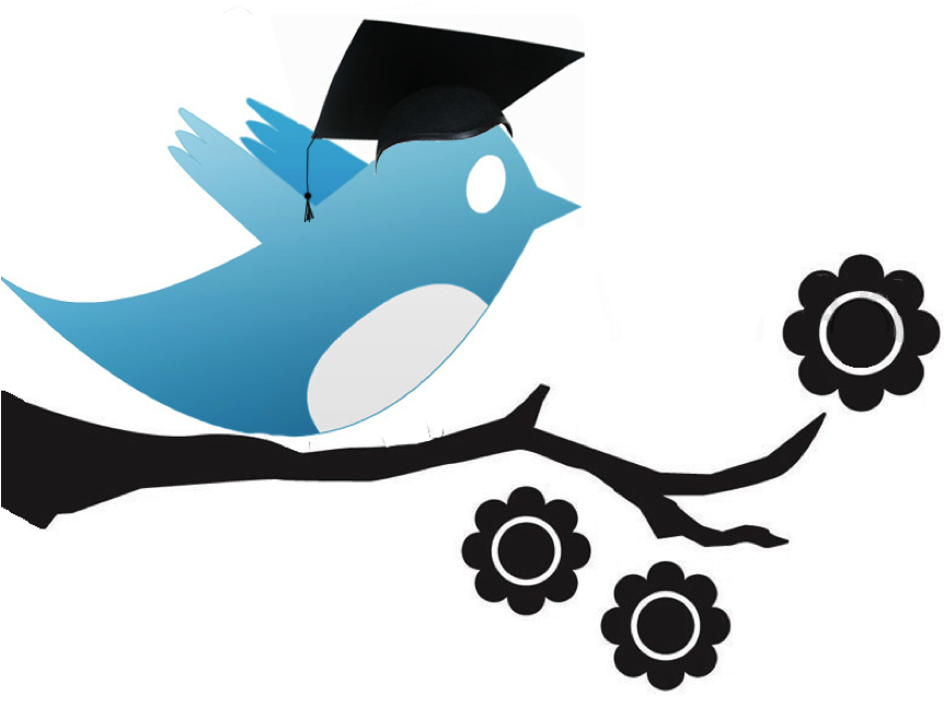 Twitter bird in academic cap